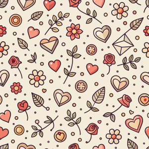 valentine day minimalist doodles for seamless pattern tile, light background