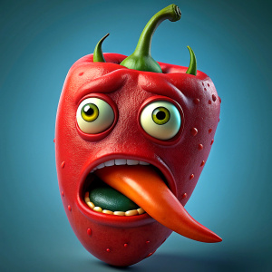 hyper realistic angry pillow eatinng hot chili pepper