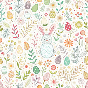 easter minimalist doodles seamless pattern tile, white ground