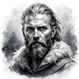 viking ragnar perfect realistic art, high-definition, high-definition grey and black, white background 