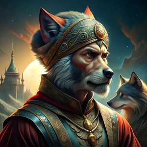 picture of a sultan and a wolf side by side
