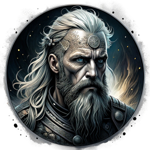 Nordic God Balder - perfect realistic art, high-definition grey and black, white background tattoo design