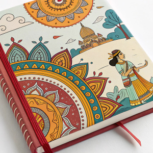 The cover of 'Jaya: An Illustrated Retelling of the Mahabharata' by Devdutt Pattanaik. Vibrant and creative design featuring traditional Indian art elements in a playful artistic style.