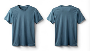 Generate the front and back side of a cozy t-shirt mockup in Steel Blue on a white background.