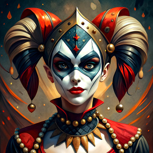 mad harlequin lady wearing mask