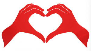vector silueta de manos haciendo forma de corazón. fondo blanco