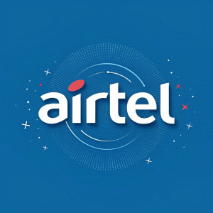 Modern logo design for Airtel. Bold white sans-serif font on a solid blue background. Stylish and contemporary look.
