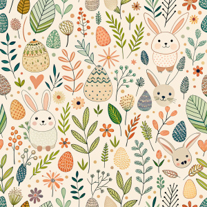 easter minimalist doodles seamless pattern tile, white ground