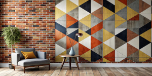 Sharp Angles: Create abstract wallpaper featuring geometric shapes with razor-sharp edges and clean lines. Utilize contrasting colors and bold patterns of brick