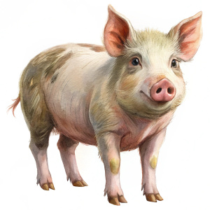 real pig on the white background