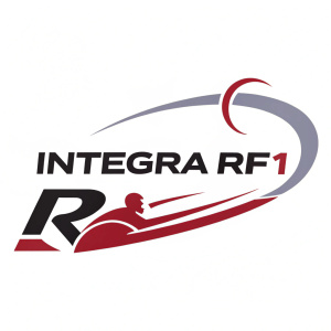 Digital graphic showcasing Integra RF1 logo. 'INTEGRA' in bold letters above 'RF1' with a striking red 'R'. The design is minimalist and modern. The color scheme features black and red.