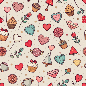 valentine day minimalist doodles for seamless pattern tile, light background