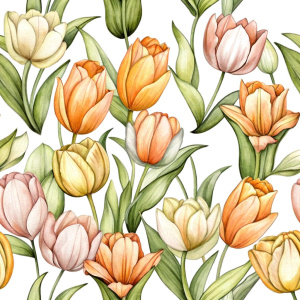 flowers tulips watercolor pattern