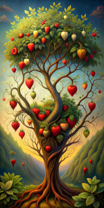 tree with heart fruits