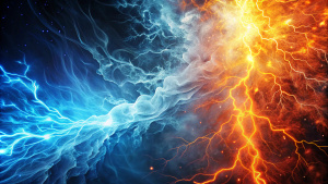 Fire and ice abstract lightning background - Recraft