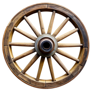 carriage wheel on a white background