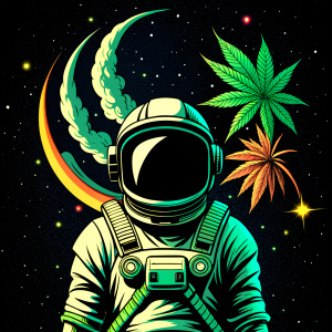 aesthetic astronaut space with stars honey moon smoke cannabis