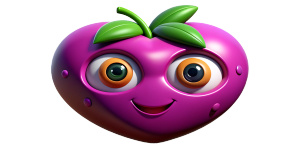 can you draw me a picture of a purple tomato with eyes, nose, mouth and eyes?