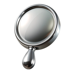 3d chrome metal texture silver mirror on handle front view