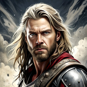 thor perfect realistic art, high-definition, high-definition grey and black, white background 