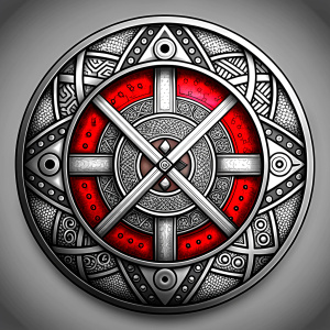 nordic shields geometric symbols -  tattoo design - perfect realistic art - high-definition - grey and black - white background 