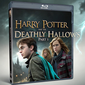 Two-disc special edition DVD cover for 'Harry Potter and the Deathly Hallows Part 1'. Front features iconic characters like Harry, Hermione, and Ron. Back includes plot summary and special features list.