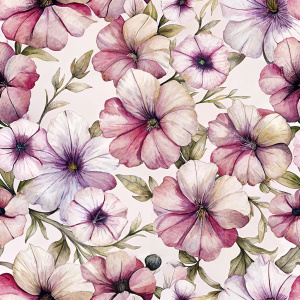 watercolor petunias, aesthetic