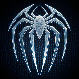 super cool white Spiderman logo with a black background