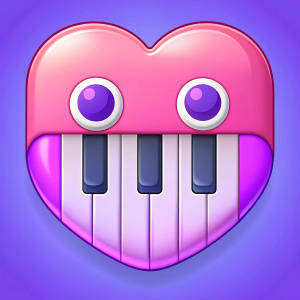 Create a piano icon in purple, blue and blue. should be a very modern style