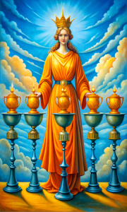 SIX OF CUPS, SPANISH DECK SUIT, BAROQUE STYLE