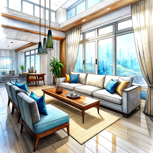 Modern style living room sketch