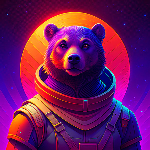 realistic grizzly astronaut in the space, the style of retrofuturism.

