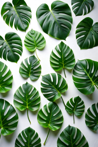 monstera everywhere, solid white background