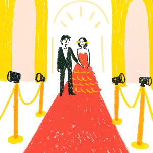 George Lopez and Eva Longoria Parker, dressed formally, at a gala event. Lavish red carpet and flashing cameras.