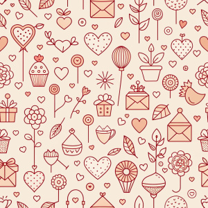 valentine day minimalist doodles for seamless pattern tile, light background