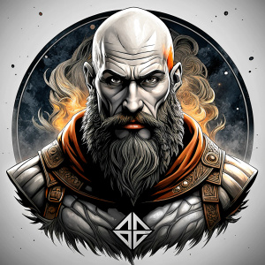 Nordic God Balder - perfect realistic art, high-definition grey and black, white background tattoo design