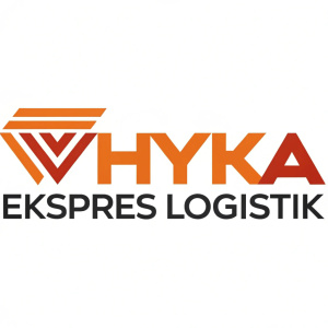Modern logo for Whyka Ekspres Logistik. Features abstract design with vibrant orange and red hues. Professional font style.