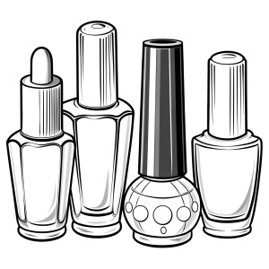            black and white outline art for kids, nail polish makeup coloring page
 coloring pages for kids all white, , white background, full body, outline style, (((((white background))))), use outline only, cartoon style, line art, coloring book, art clean line, white background                                                                                       