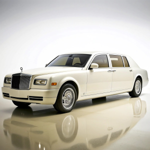 Rolls Roice white limousine on a white background