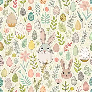 easter minimalist doodles seamless pattern tile, white ground