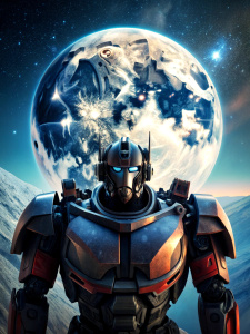 transformers character, Ironhide, moon and planet background, (cover: 1.5), 8k, UHD, HDR, ((high quality)), close up



