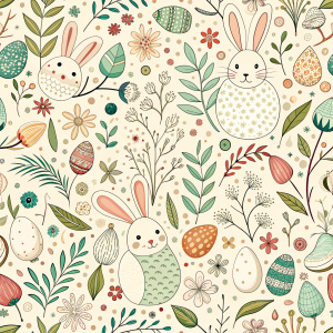 easter minimalist doodles seamless pattern tile, white ground