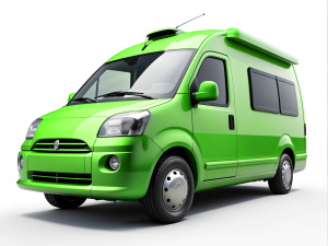  
Electric green mobile home car 