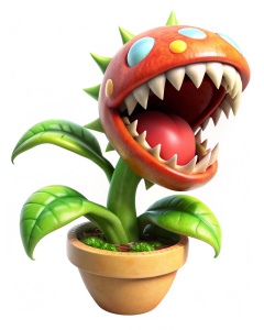 carnivora plant super mario bros, WHITE BACKGROUND, FULL BODY