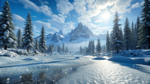 Snow ground texture from Skyrim, no stones, more smooth, perspective, camera far