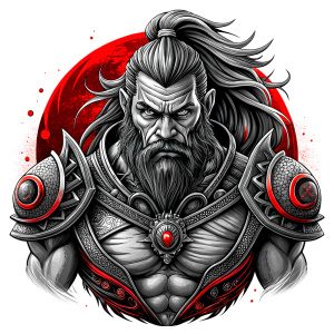 berserker tattoo design - perfect realistic art - high-definition - grey and black - white background 