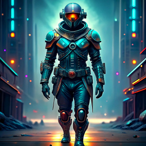 full body from head to foot, arms in front of Scifi asian soldier in a futuristic suit three futuristic a human male general digital art style illustration painting, no mask, have face, use a gun, helmet, look the left