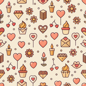 valentine day minimalist doodles for seamless pattern tile, light background