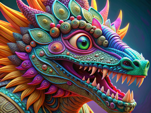 Neon colorfull mexican alebrije godzilla 