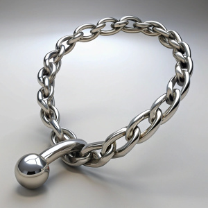 3D Render of a Platinum Anklet with Dainty Chain, on isolated white background